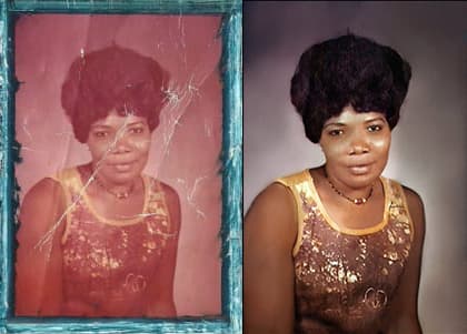 Restored antique photograph — before and after restoration in West Roxbury